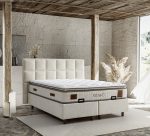 Atlas Set Fendi 01-02 Krem Baza Başlık Takımı - Kare Desenli & Ahşap Ayaklı - Görsel 2