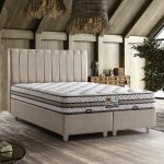 Cotton Set Gold Krem Baza Başlık Takımı - Dikey Panelli & Pamuklu Yatak