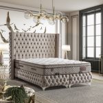 Dallas Set Ayasofya Bej Baza Başlık Takımı - Full Chester Kapitone & Avangarde Tasarım