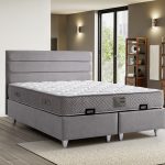 Duru Set Zeron Gümüş Baza Başlık Takımı - Modern Yatay Panelli & Yüksek Ayak