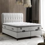 Silva Gri Baza Başlık Yatak Seti - Özel Çektirme Dikişli Başlık & Lüks Pedli Yatak