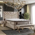 Toscana Gold Serisi Baza Başlık Yatak Seti - Gold Şeritli Özel Tasarım & Lüks Pedli Yatak